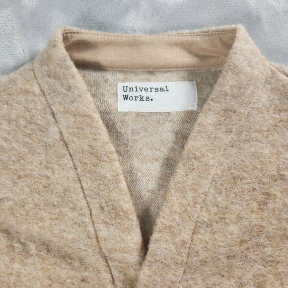 Universal Works Mens Wool Blend Fleece Cardigan Jacket Beige Size S Button Front - Picture 2 of 11